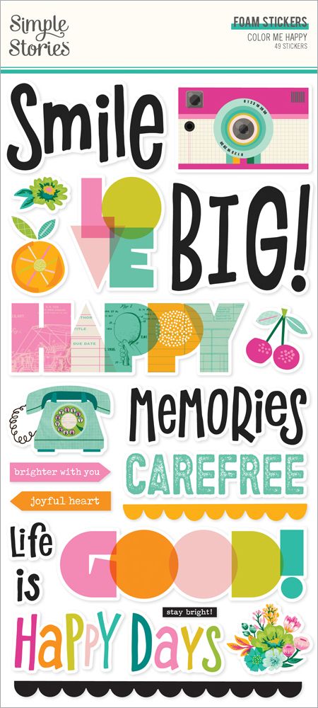 Simple Stories - Color Me Happy - Foam Stickers