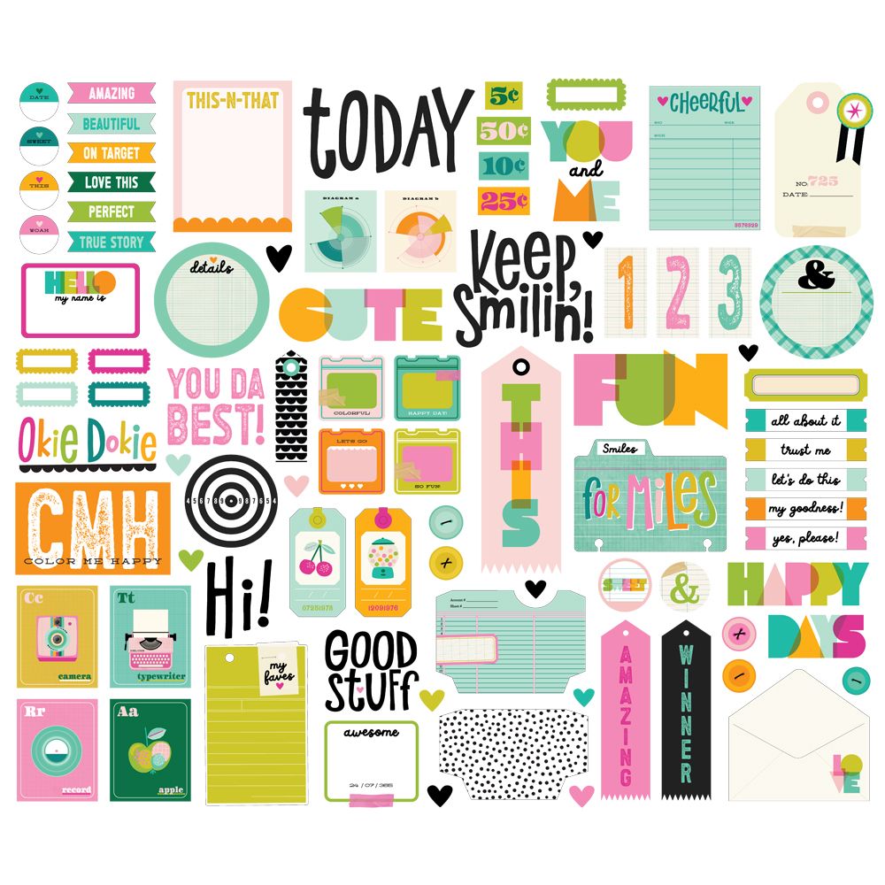 Simple Stories - Color Me Happy - Journal Bits & Pieces