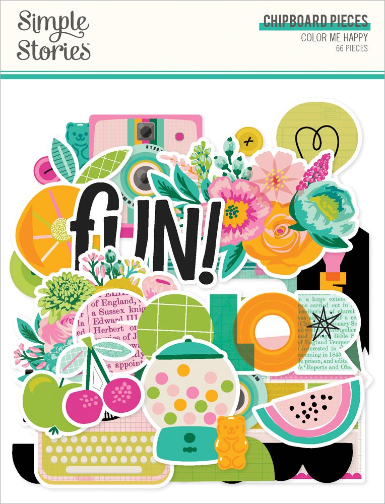Simple Stories - Color Me Happy - Chipboard Pieces
