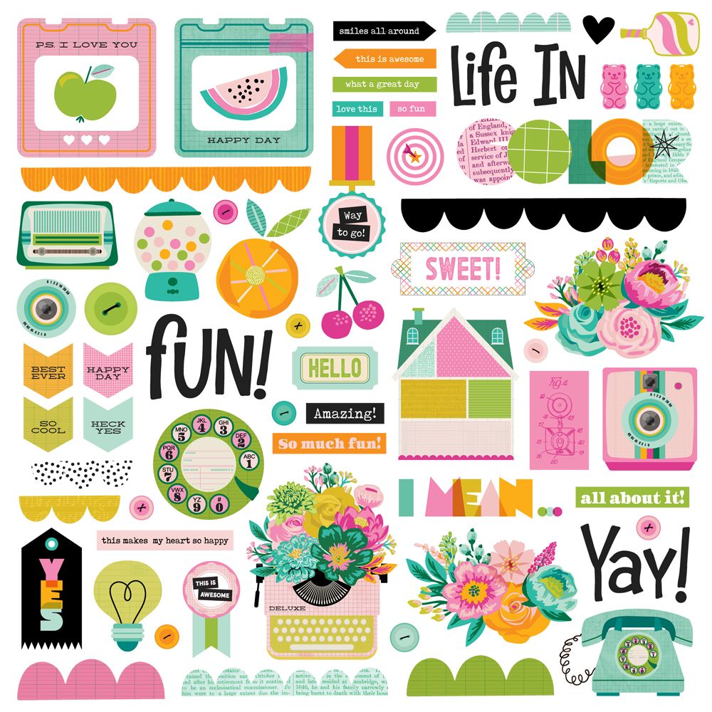 Simple Stories - Color Me Happy - Chipboard Pieces