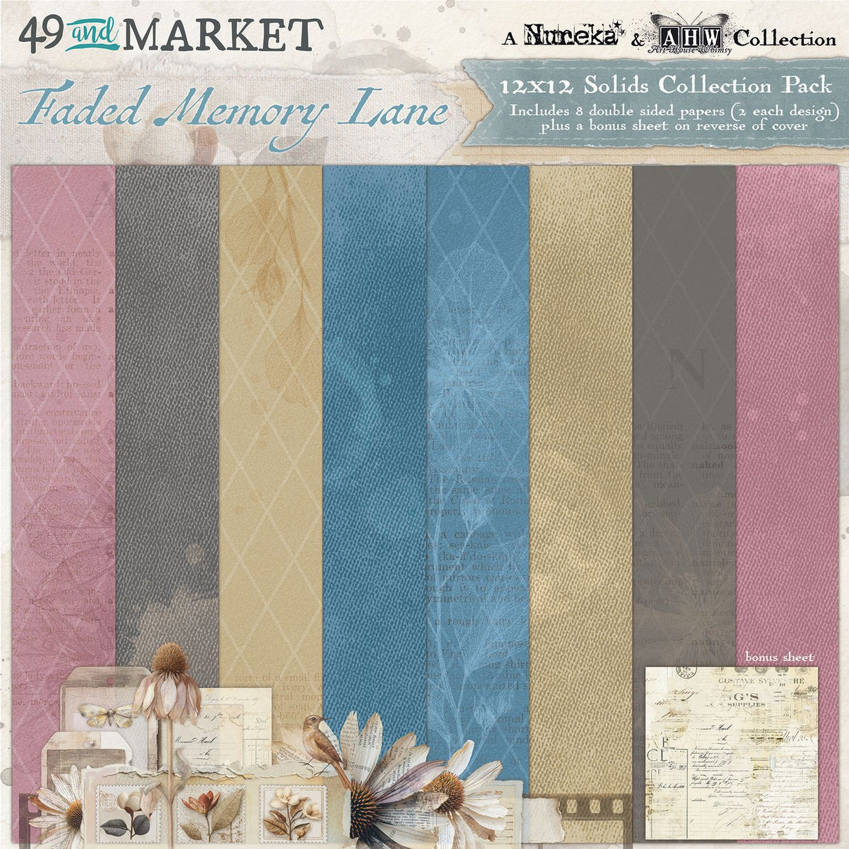 49 And Market - Faded Memory Lane - Solids Collection Pack 12"X12"
