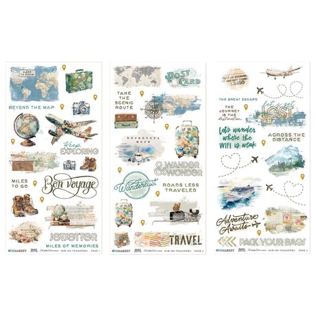 49 And Market - Travel Diaries - Blendable Rub-On Transfer Set 6"X12"