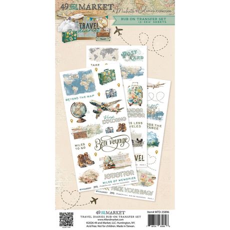 49 And Market - Travel Diaries - Blendable Rub-On Transfer Set 6"X12"