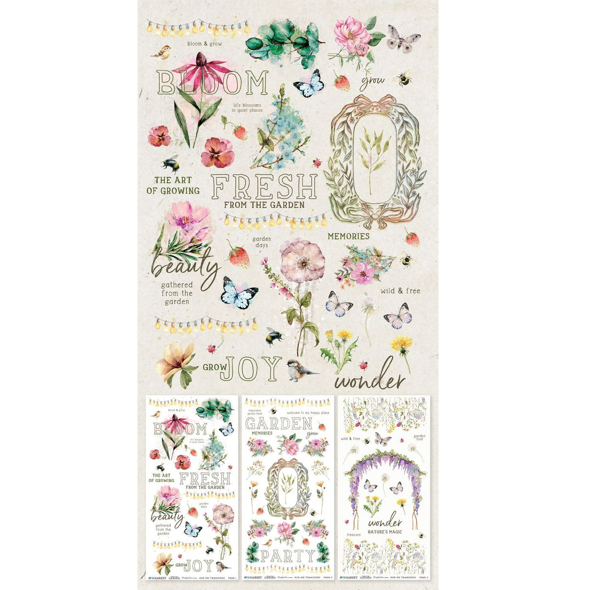 49 And Market - From the Garden - Rub-On Transfer Set