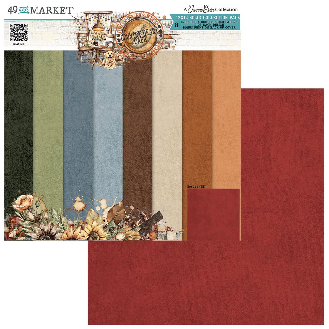 49 And Market - Country Heart Cafe - Solids Collection Pack 12"X12"