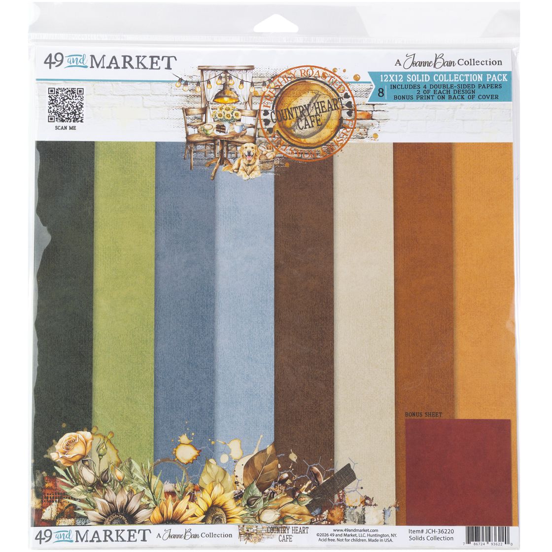 49 And Market - Country Heart Cafe - Solids Collection Pack 12"X12"