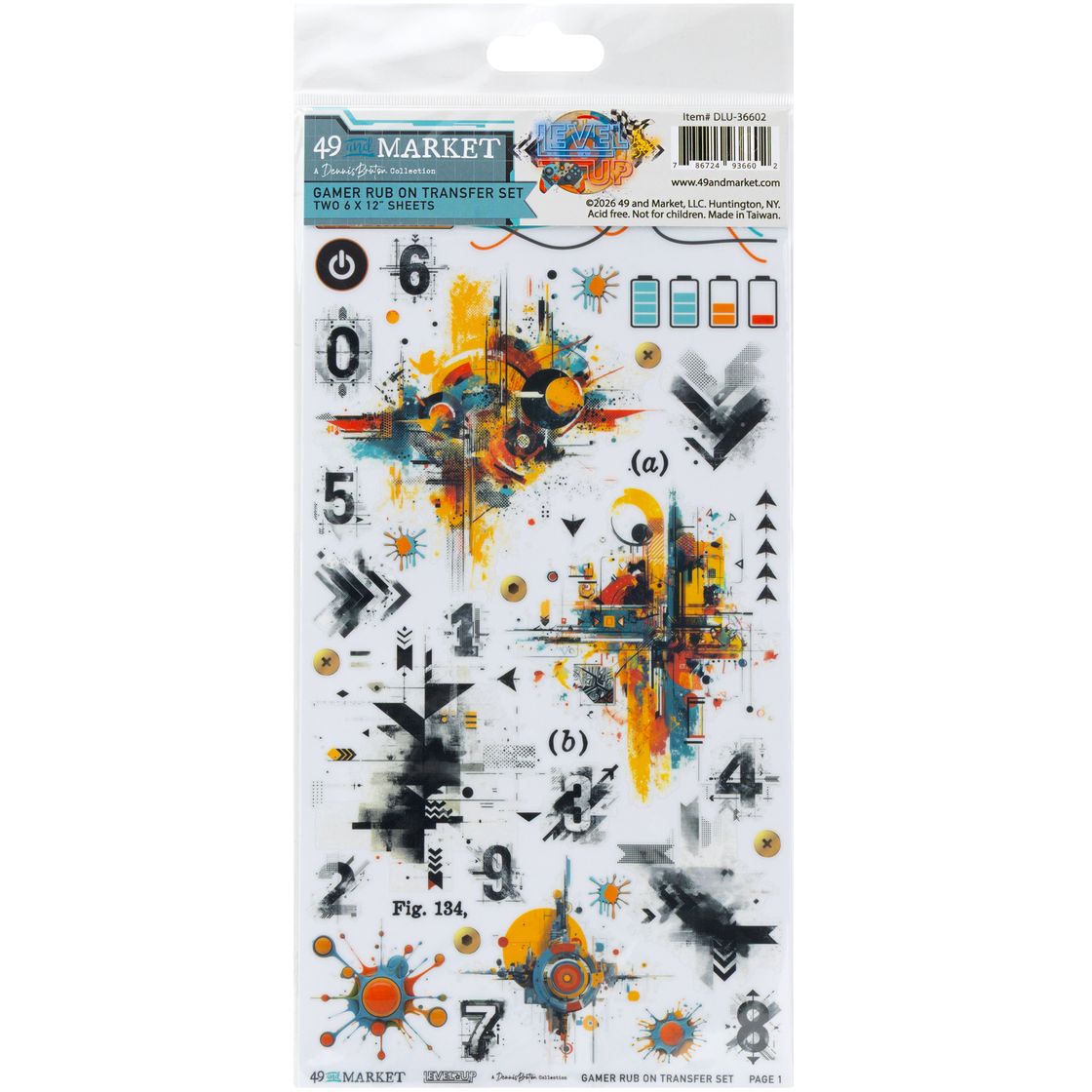 49 And Market - Level Up - Rub-On Transfer Set - Gamer