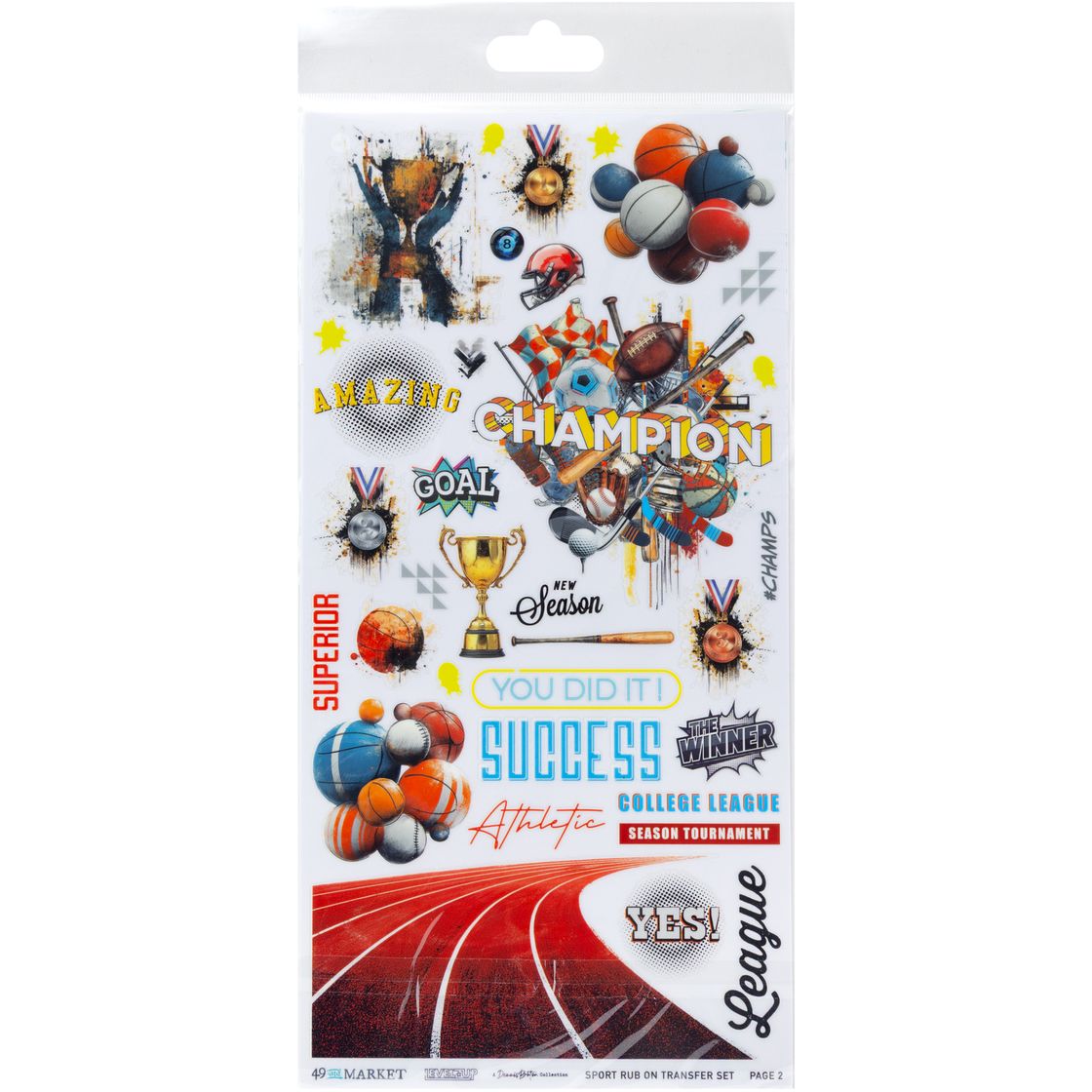 49 And Market - Level Up - Rub-On Transfer Set - Sports