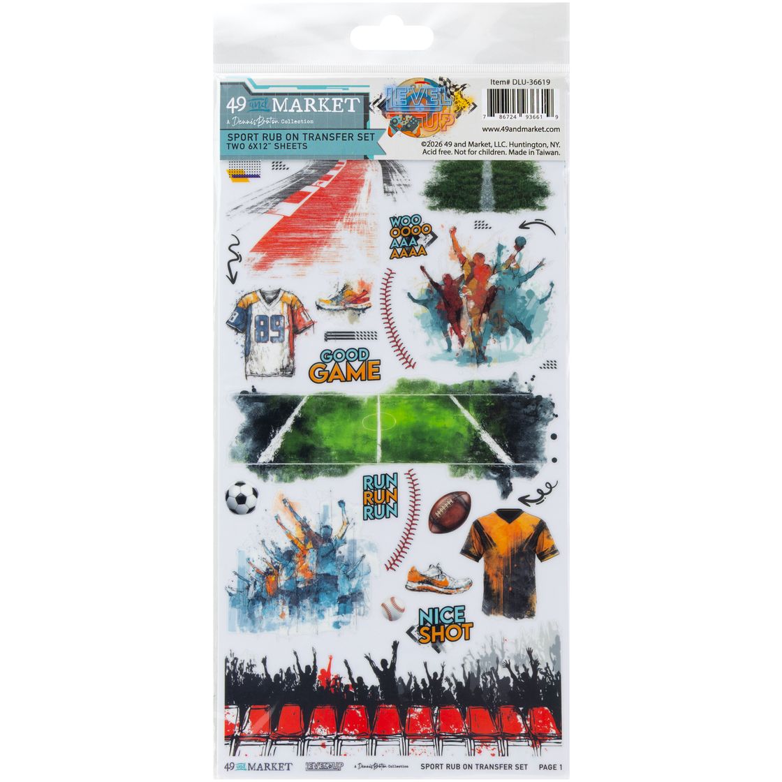 49 And Market - Level Up - Rub-On Transfer Set - Sports