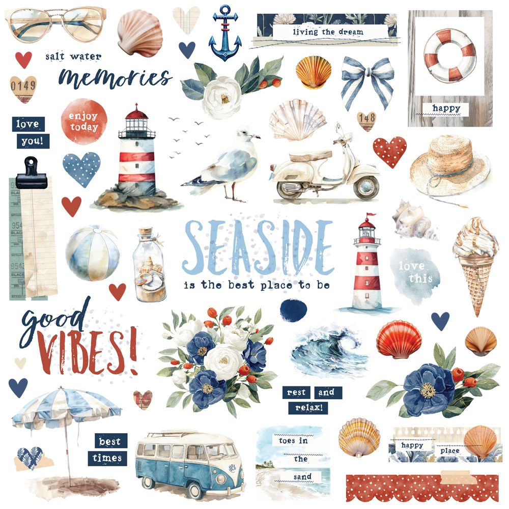 ***Pre-Order*** Simple Stories - Simple Vintage Sand & Sea - Chipboard Pieces