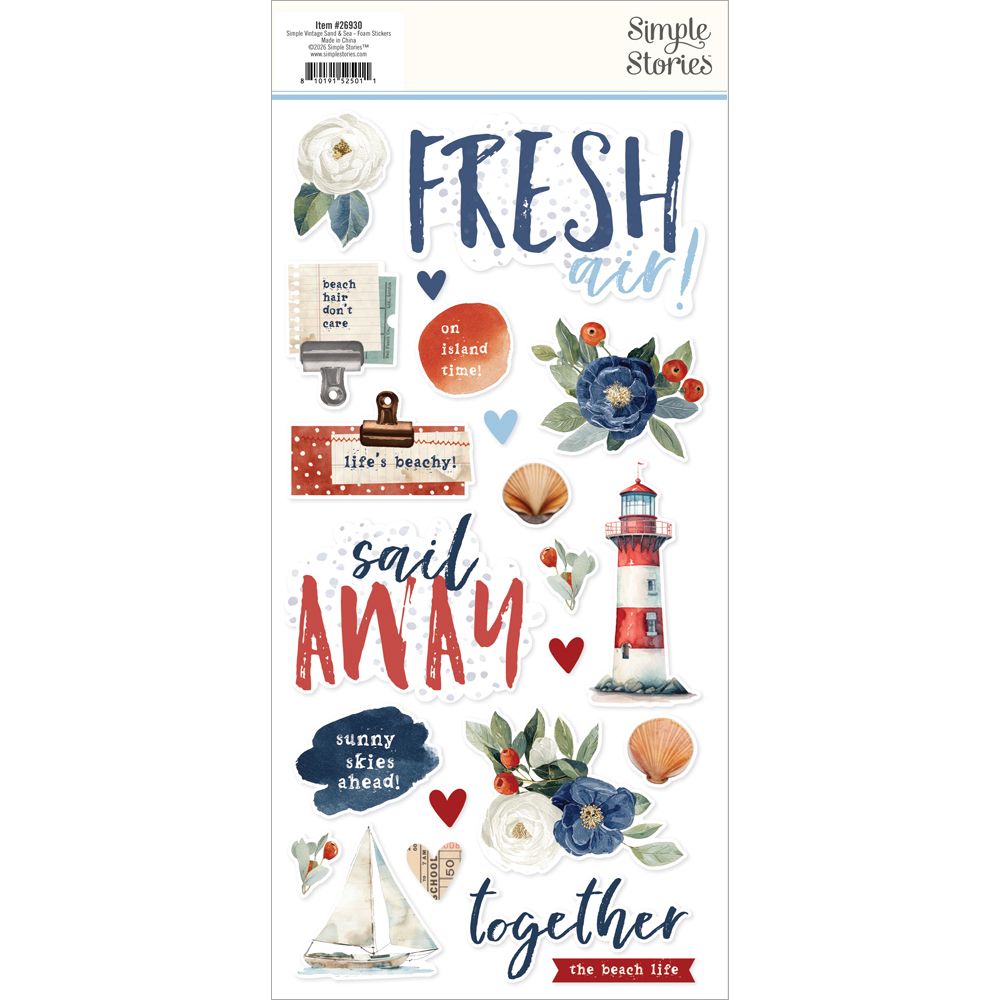 ***Pre-Order*** Simple Stories - Simple Vintage Sand & Sea - Foam Stickers
