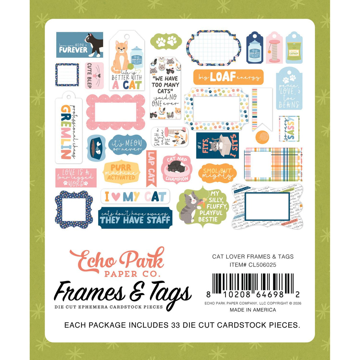 Echo Park - Cat Lover - Frames & Tags