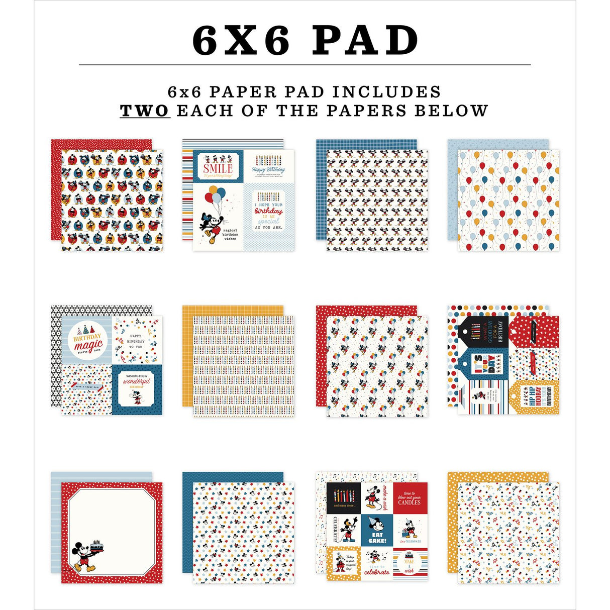 ***Pre-Order*** Echo Park - Mouse and Me Birthday - Double-Sided Paper Pad 6"X6"