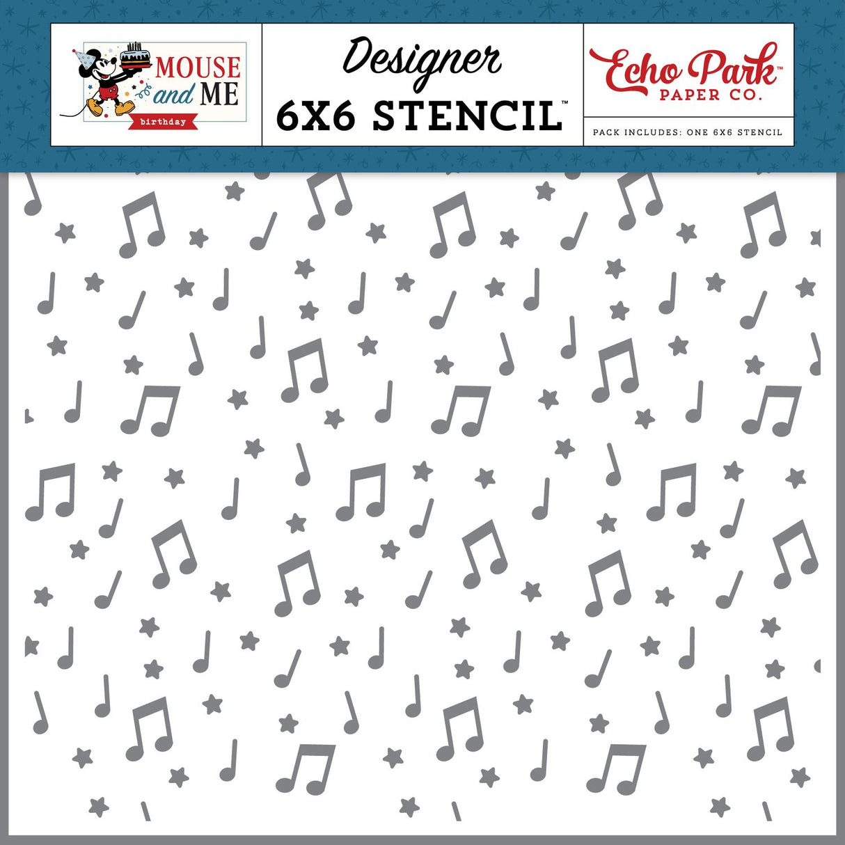 ***Pre-Order*** Echo Park - Mouse and Me Birthday - Stencil 6"X6" - Birthday Song Notes