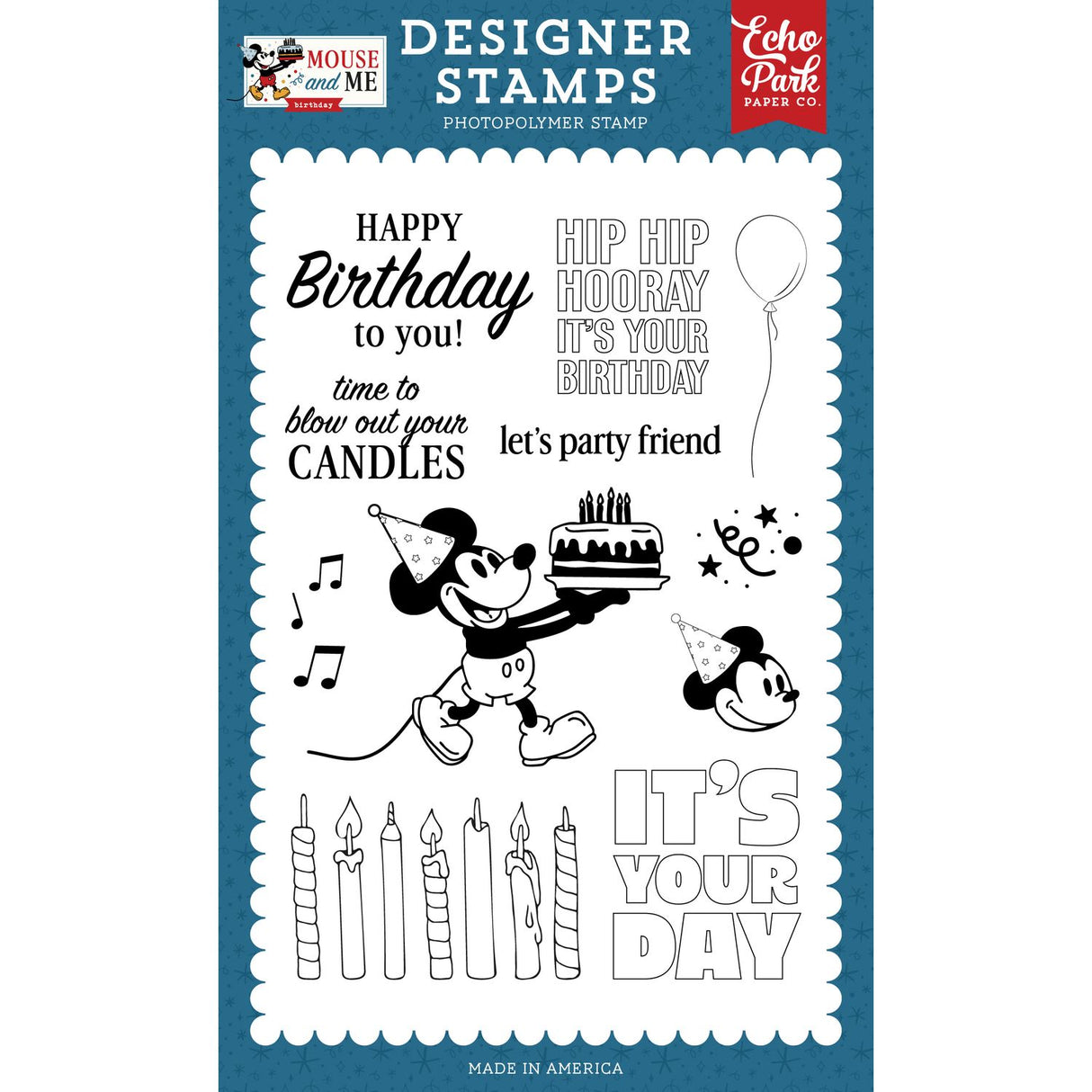 ***Pre-Order*** Echo Park - Mouse and Me Birthday - Stamp Set - Time For Cake Mouse