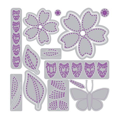 ***Pre-Order*** Sizzix - Vicki Boutin - Thinlits Die Set 17PK - Stitched Floral
