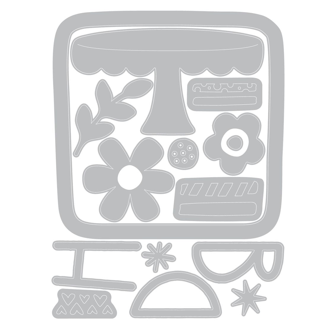 Sizzix - Thinlits Die Set 15PK w/2PK Stencils Set Let's Eat Cake! BY Catherine Pooler