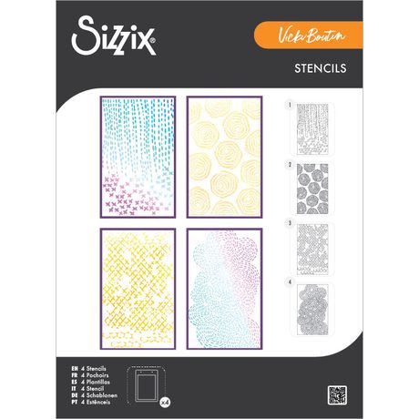 ***Pre-Order*** Sizzix - Vicki Boutin - A5 Stencil 4PK - Stitched Florals