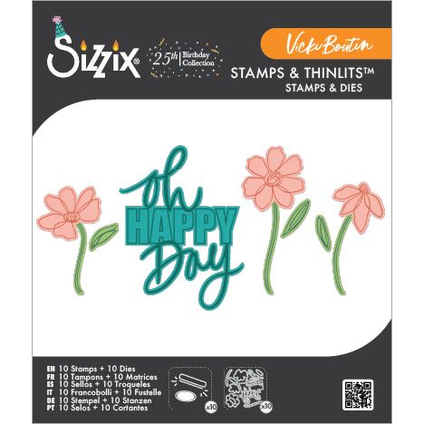 Sizzix - Clear Stamps Set 10PK w/10PK Dies Oh Happy Day by Vicki Boutin