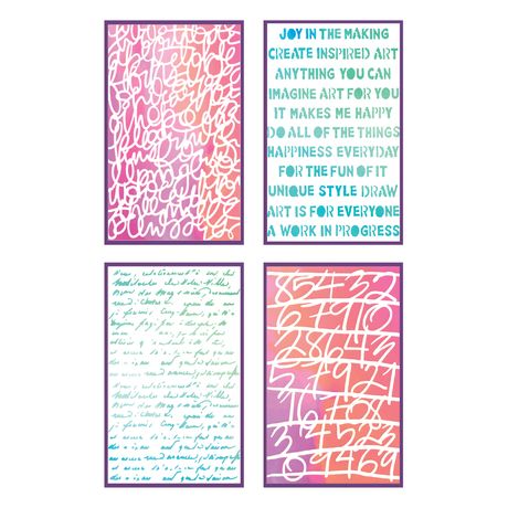 ***Pre-Order*** Sizzix - Vicki Boutin - A5 Stencil 4PK - Words and Numbers