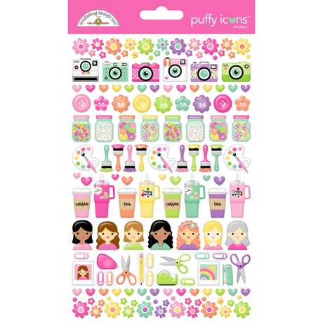***Pre-Order*** Doodlebug - Color Me Crafty - Puffy Stickers - Icons