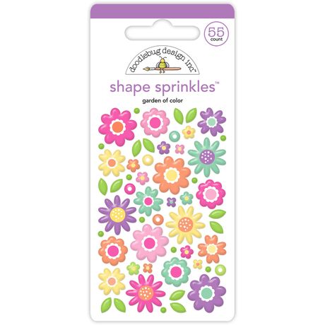 ***Pre-Order*** Doodlebug - Color Me Crafty - Sprinkles Adhesive Enamel Shapes - Garden of Color