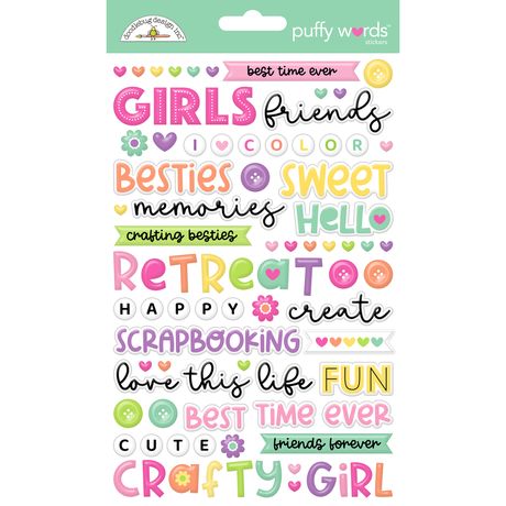 ***Pre-Order*** Doodlebug - Color Me Crafty - Puffy Stickers - Words