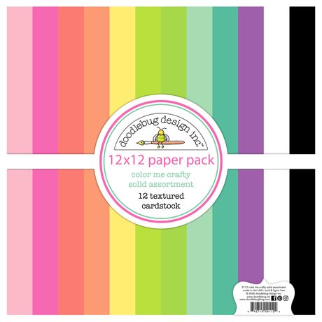 ***Pre-Order*** Doodlebug - Color Me Crafty - Textured Double-Sided Cardstock 12"X12" 12/Pkg