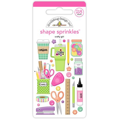 ***Pre-Order*** Doodlebug - Color Me Crafty - Sprinkles Adhesive Enamel Shapes - Crafty Girl