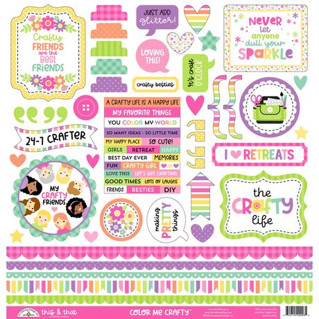 ***Pre-Order*** Doodlebug - Color Me Crafty - This & That Cardstock Stickers