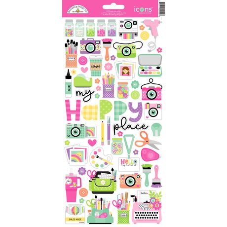 ***Pre-Order*** Doodlebug - Color Me Crafty - Icon Cardstock Stickers