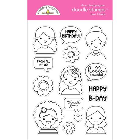 ***Pre-Order*** Doodlebug - Color Me Crafty - Clear Doodle Stamps - Best Friends