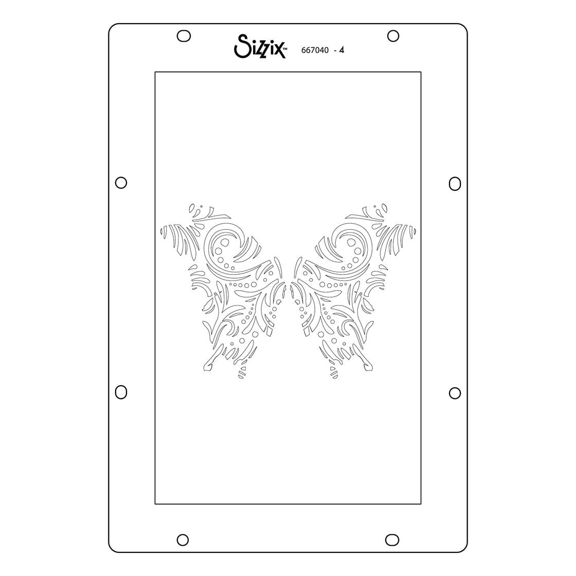 Sizzix - Layered Stencils 4PK Butterflies by Willow Wolfe