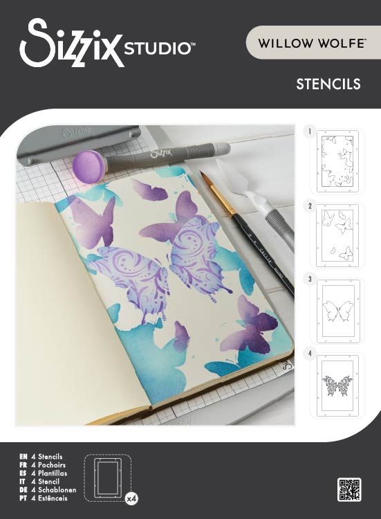 Sizzix - Layered Stencils 4PK Butterflies by Willow Wolfe