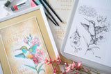 Sizzix - Clear Stamps Set 3PK w/3PK Stencils Hummingbird and Orchids by Willow Wolfe