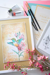 Sizzix - Clear Stamps Set 3PK w/3PK Stencils Hummingbird and Orchids by Willow Wolfe