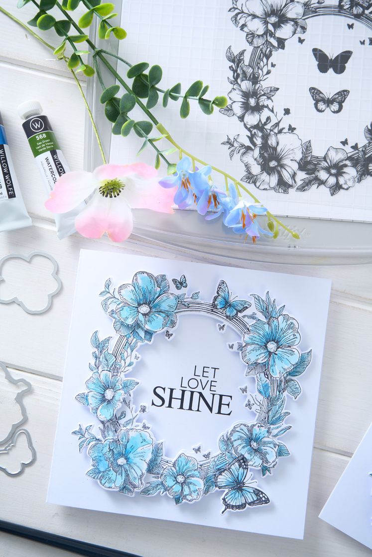 Sizzix - Clear Stamps Set 6PK w/10PK Framelits Artful Blooms by Willow Wolfe