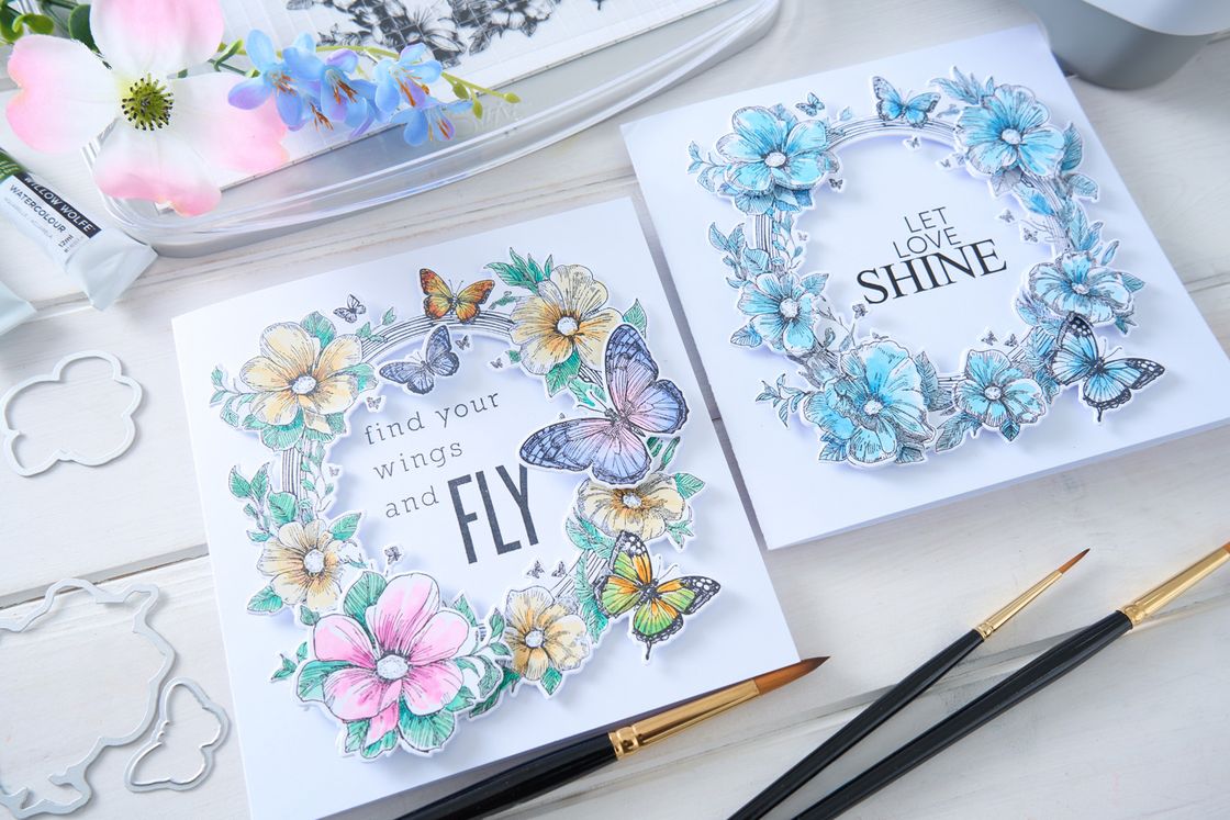 Sizzix - Clear Stamps Set 6PK w/10PK Framelits Artful Blooms by Willow Wolfe