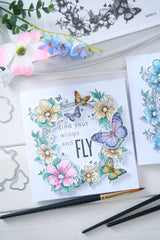 Sizzix - Clear Stamps Set 6PK w/10PK Framelits Artful Blooms by Willow Wolfe