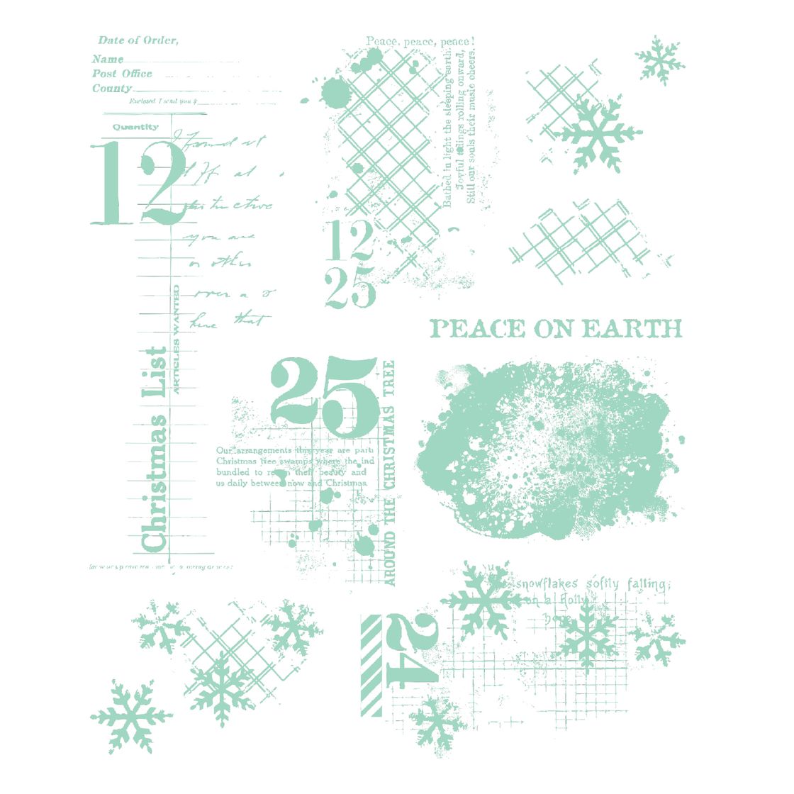 Sizzix - Clear Stamps Set 11PK Holiday Textures by 49 and Market