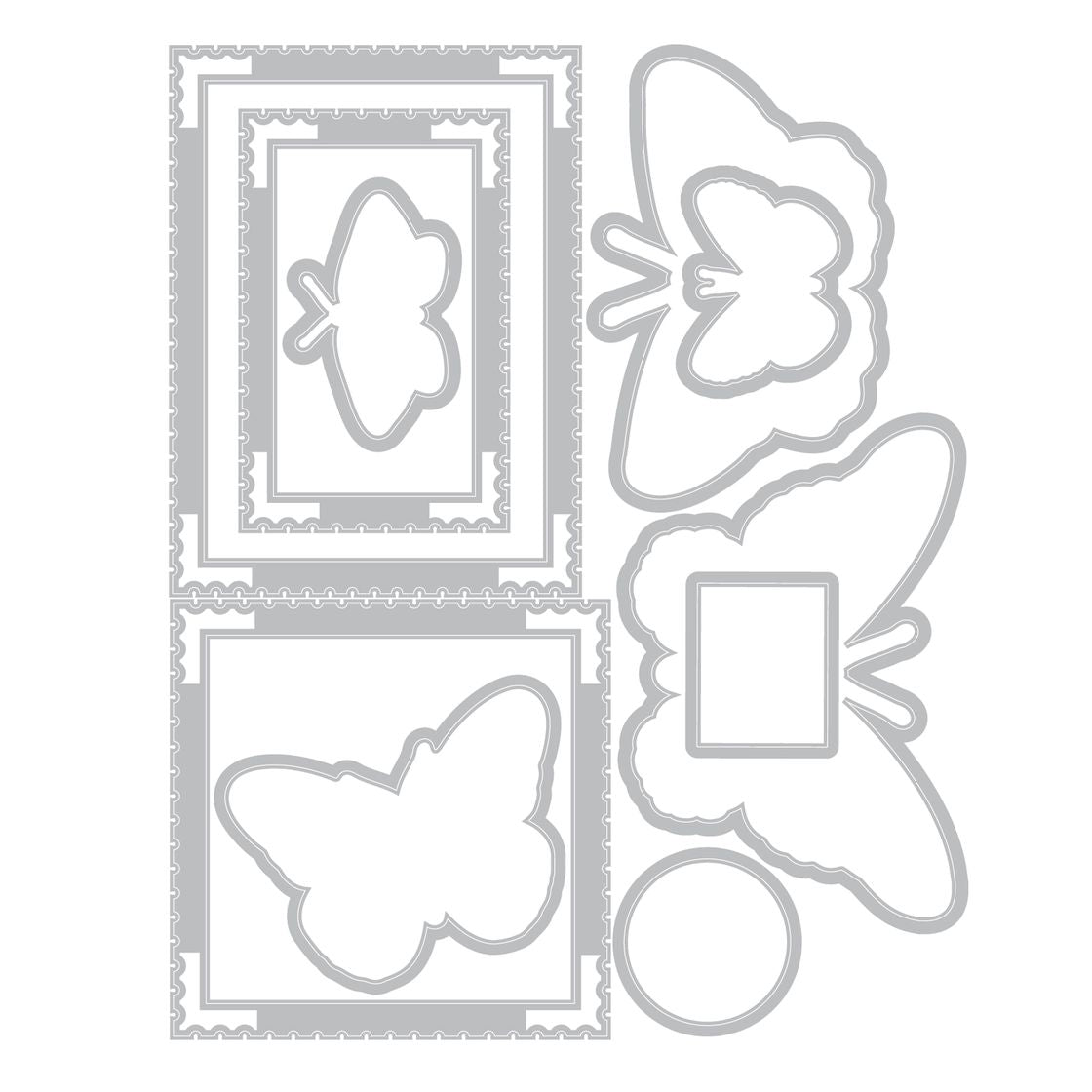 Sizzix - Clear Stamps Set 11PK w/10PK Framelit Dies Postage Wings by 49 and Market