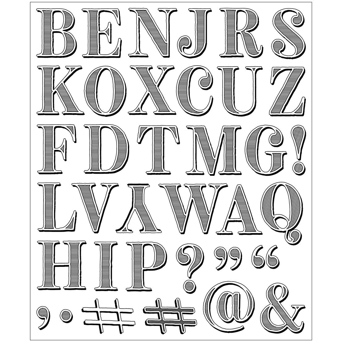 Sizzix - Clear Stamps Set 36PK Textured Alphabet by 49 and Market