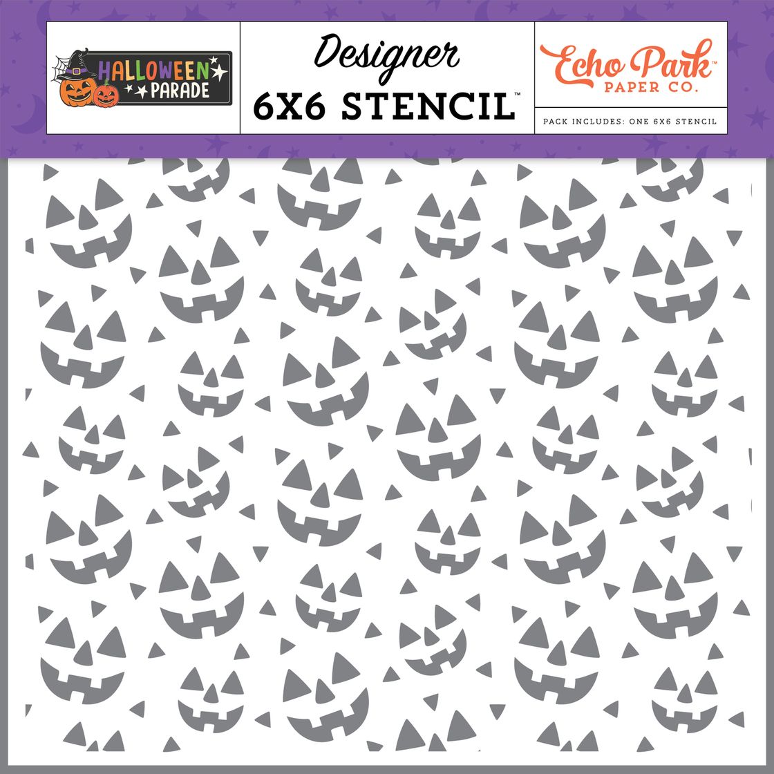 ***Pre-Order*** Echo Park - Halloween Parade - Stencil 6"X6" - Carved Faces