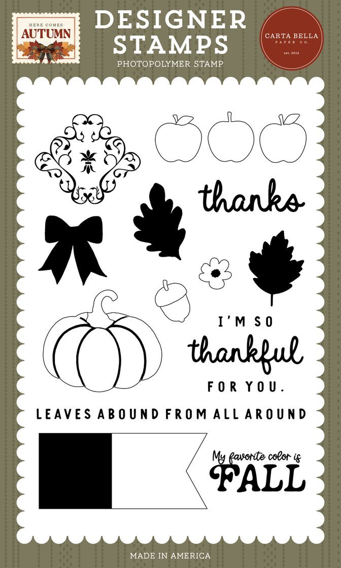 ***Pre-Order*** Carta Bella - Here Comes Autumn - Fall Day Damask Stamp Set