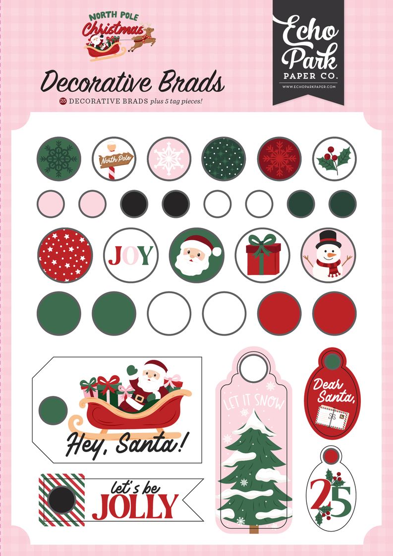 ***Pre-Order*** Echo Park - North Pole Christmas - Decorative Brads