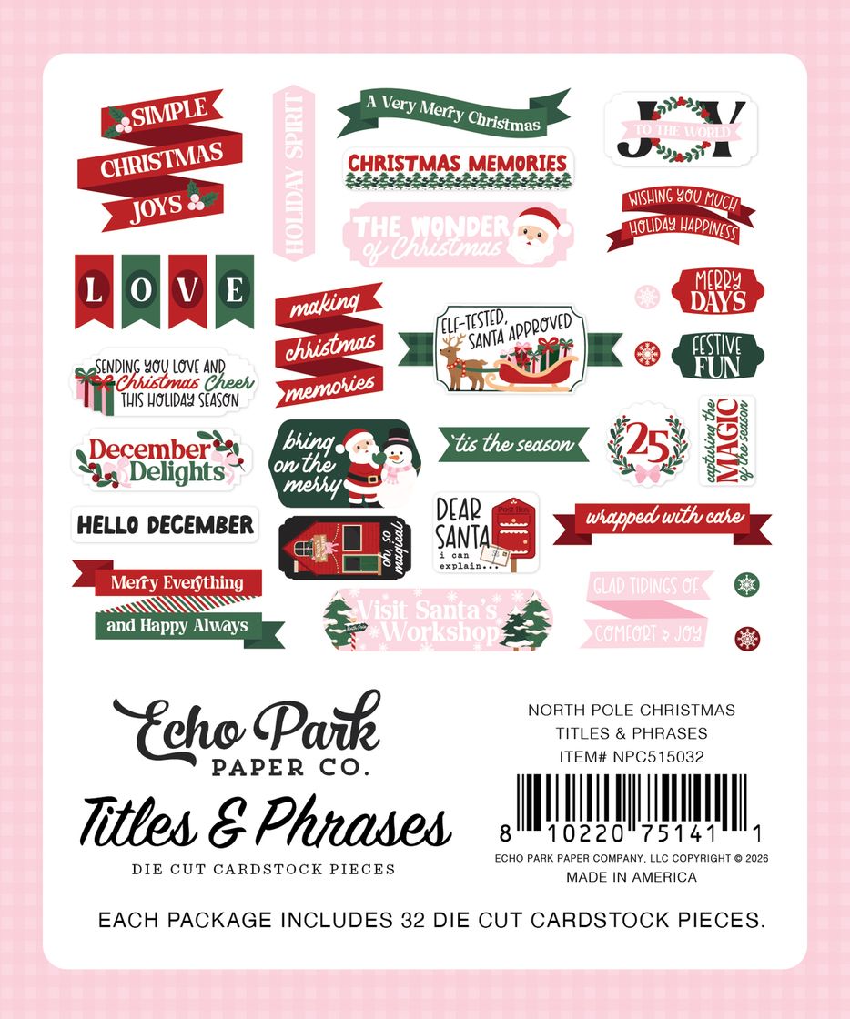 ***Pre-Order*** Echo Park - North Pole Christmas - Titles & Phrases