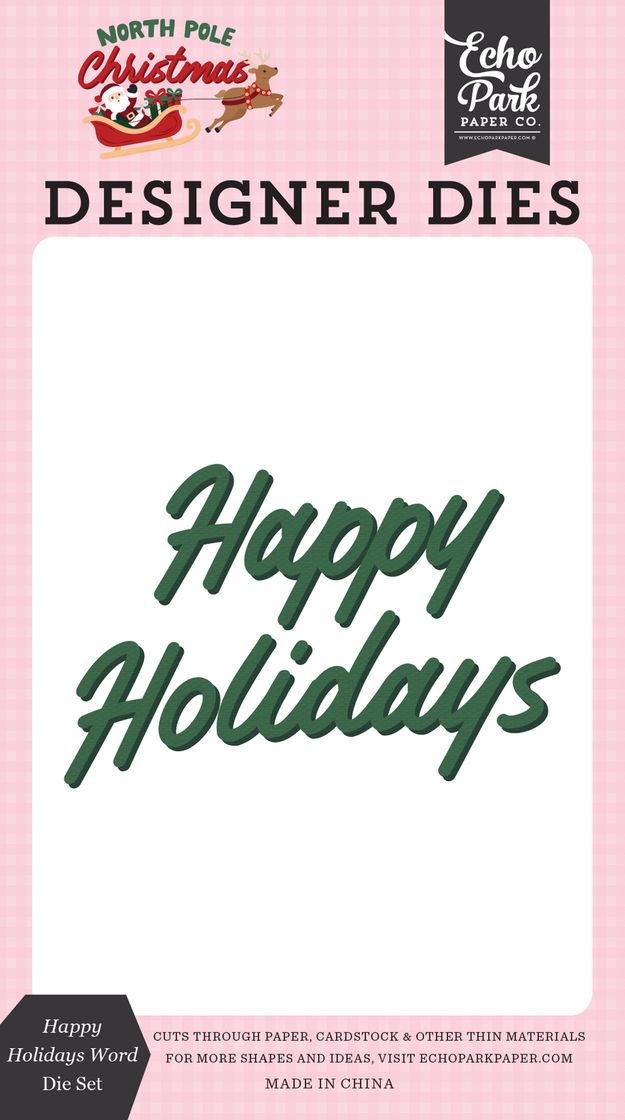 ***Pre-Order*** Echo Park - North Pole Christmas - Happy Holidays Word Die Set