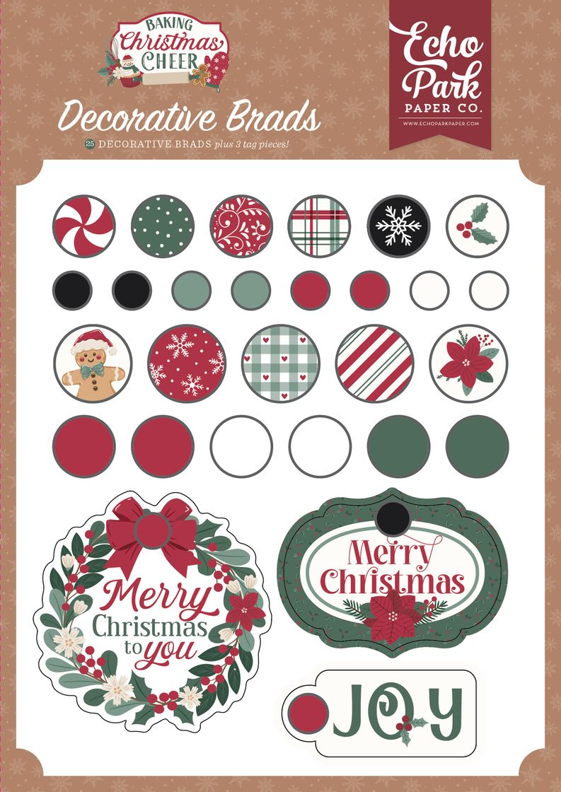***Pre-Order*** Echo Park - Baking Christmas Cheer - Decorative Brads