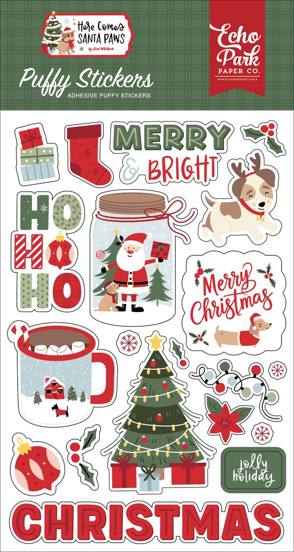 ***Pre-Order*** Echo Park - Here Comes Santa Paws - Puffy Stickers