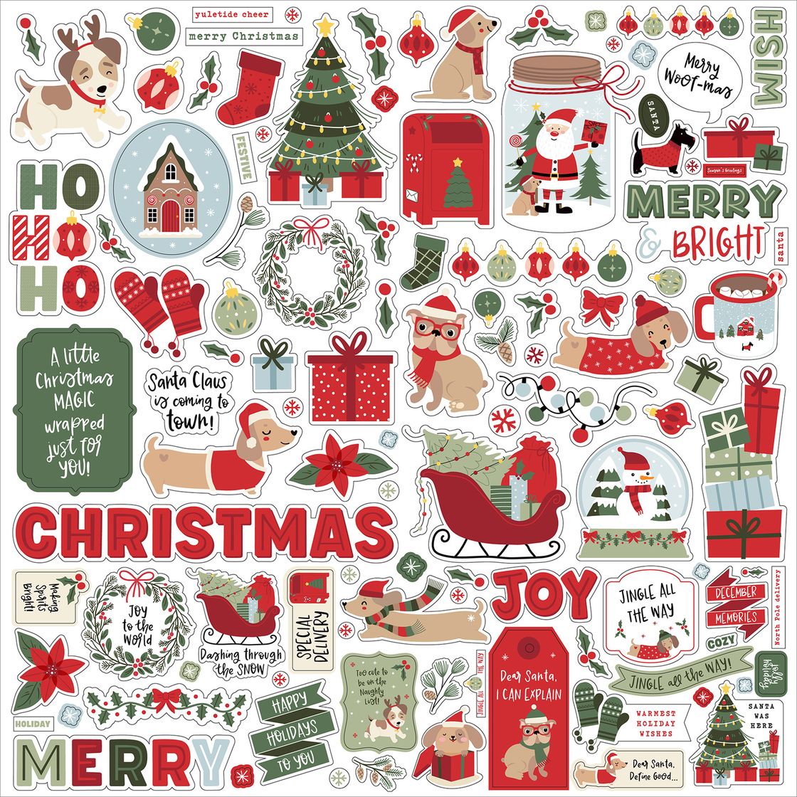 ***Pre-Order*** Echo Park - Here Comes Santa Paws - Element Sticker
